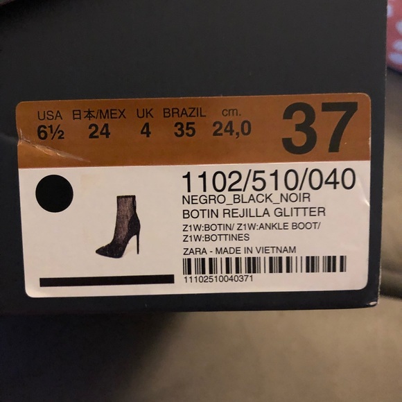 Used Zara Sparkly Mesh booties SZ 6.5 - Picture 10 of 13
